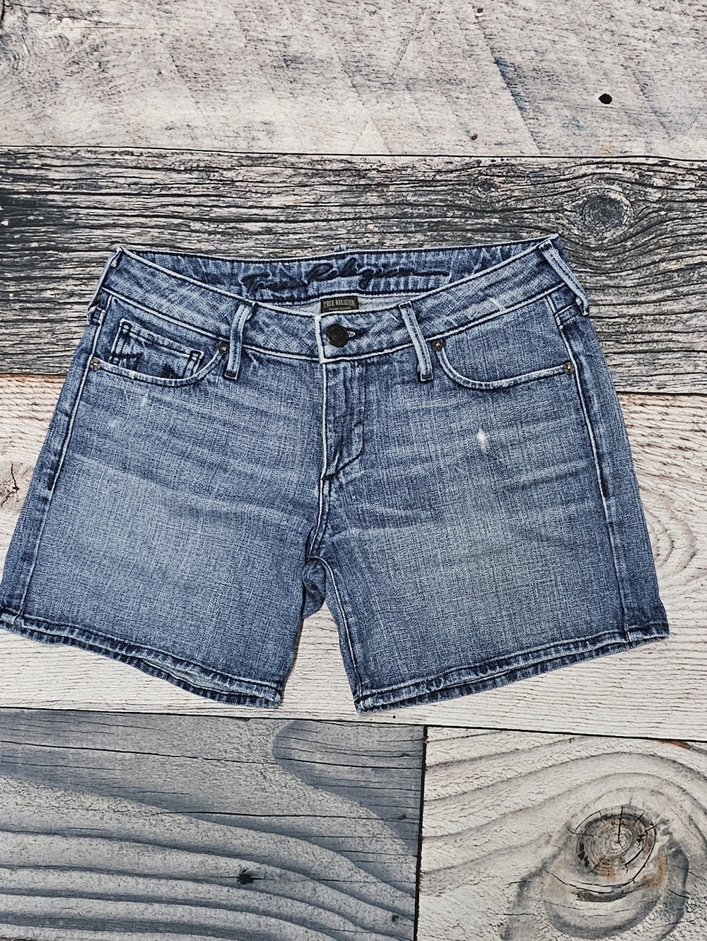 True Religion Cassie Jean Shorts Distressed Women's Size 28 Vintage Made USA